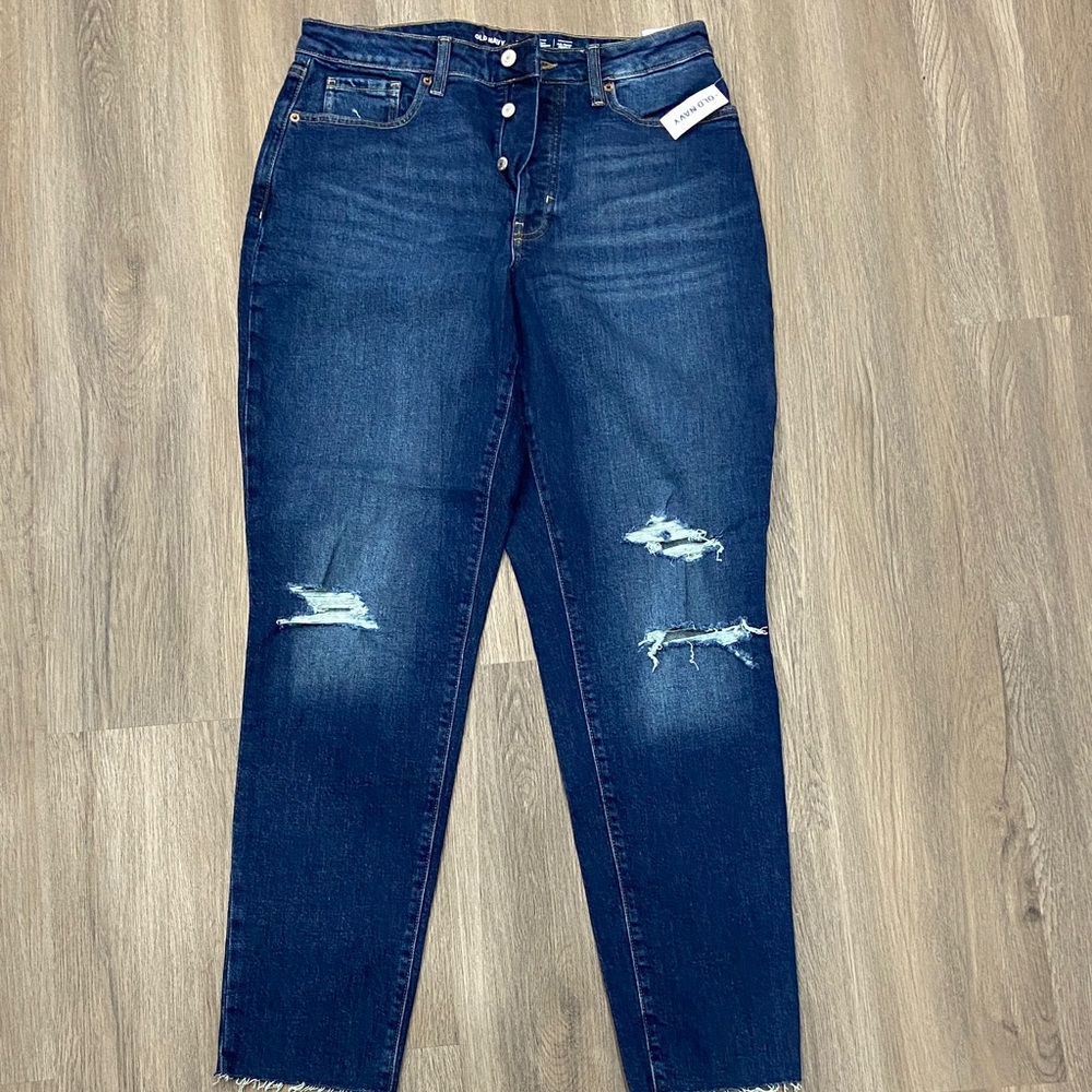 Old Navy High Rise Dark Blue Distressed NWT Jeans